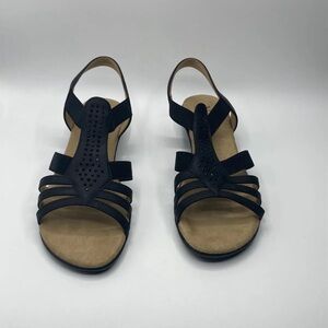 VJH Confort Womens Black Stones Ankle Strap Sandals Size 9 Shoes